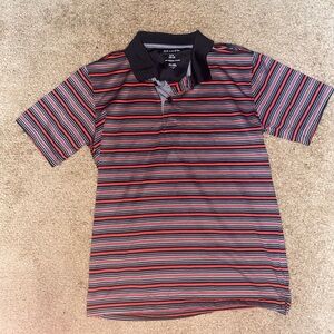 Red black grey polo shirt